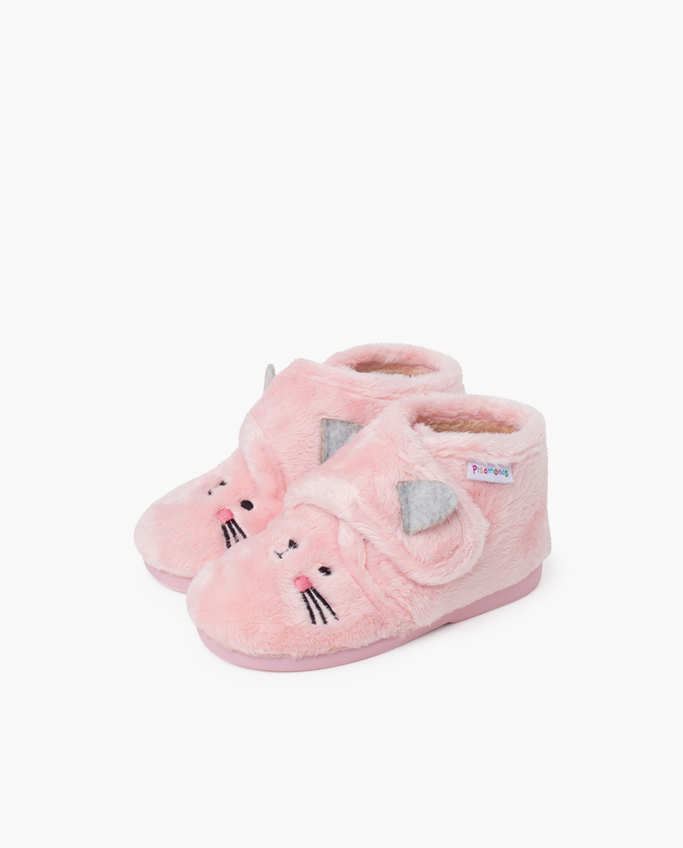 Pantufas Fechadas para Bebé Animais de Pelo Rosa-claro-3