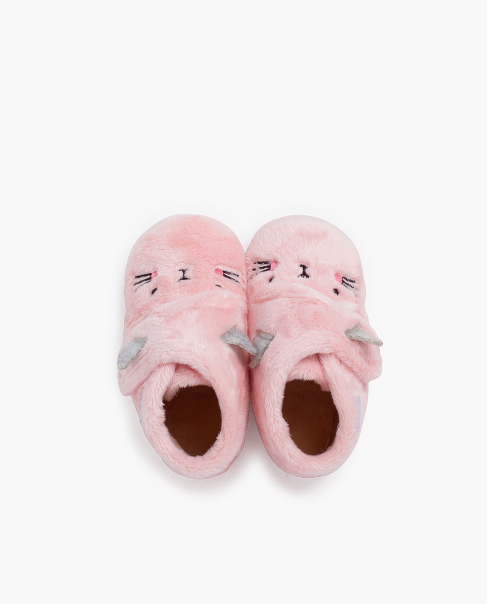 Pantufas Fechadas para Bebé Animais de Pelo Rosa-claro-4