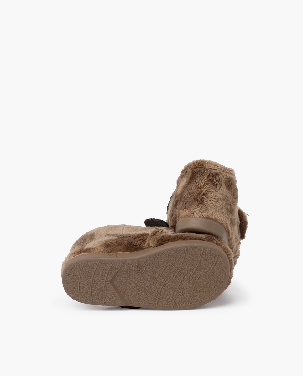 Zapatillas de casa cerradas de bebé casa animales pelito - Pisamonas - Marrón claro Marrón claro-2