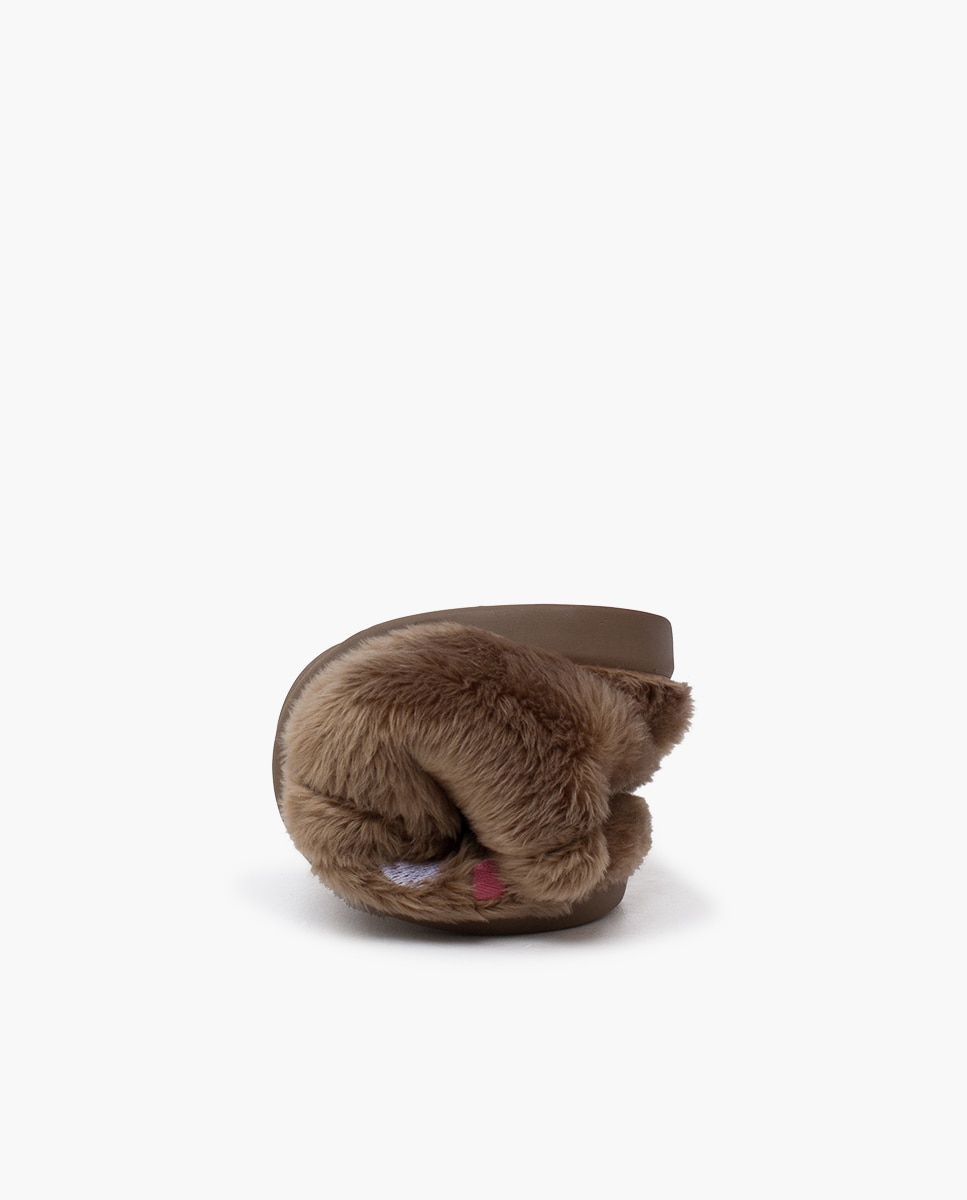 Zapatillas de casa cerradas de bebé casa animales pelito - Pisamonas - Marrón claro Marrón claro-5