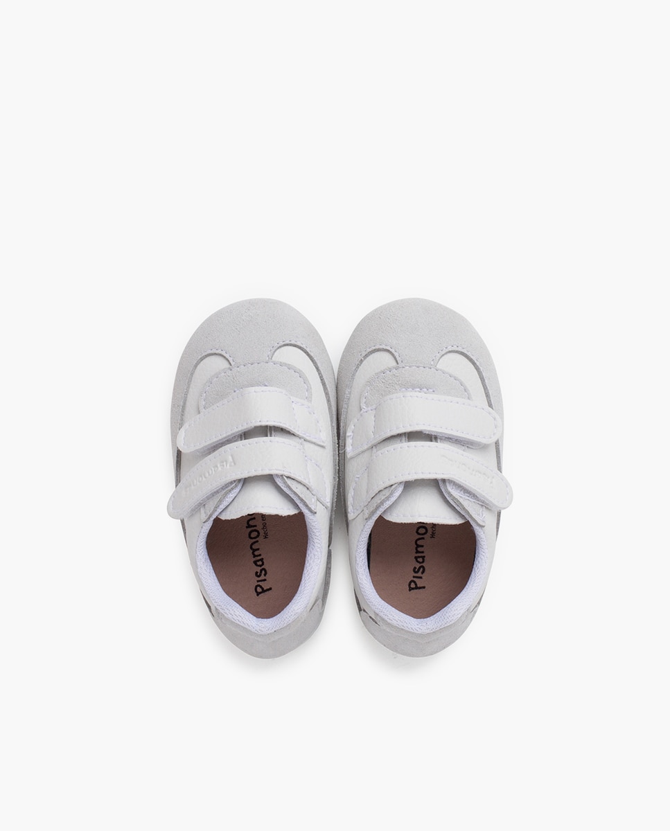 Sapatilhas de Lona Infantil Macias Mínimal Calcanhar em Cores Pisamonas Branco-4