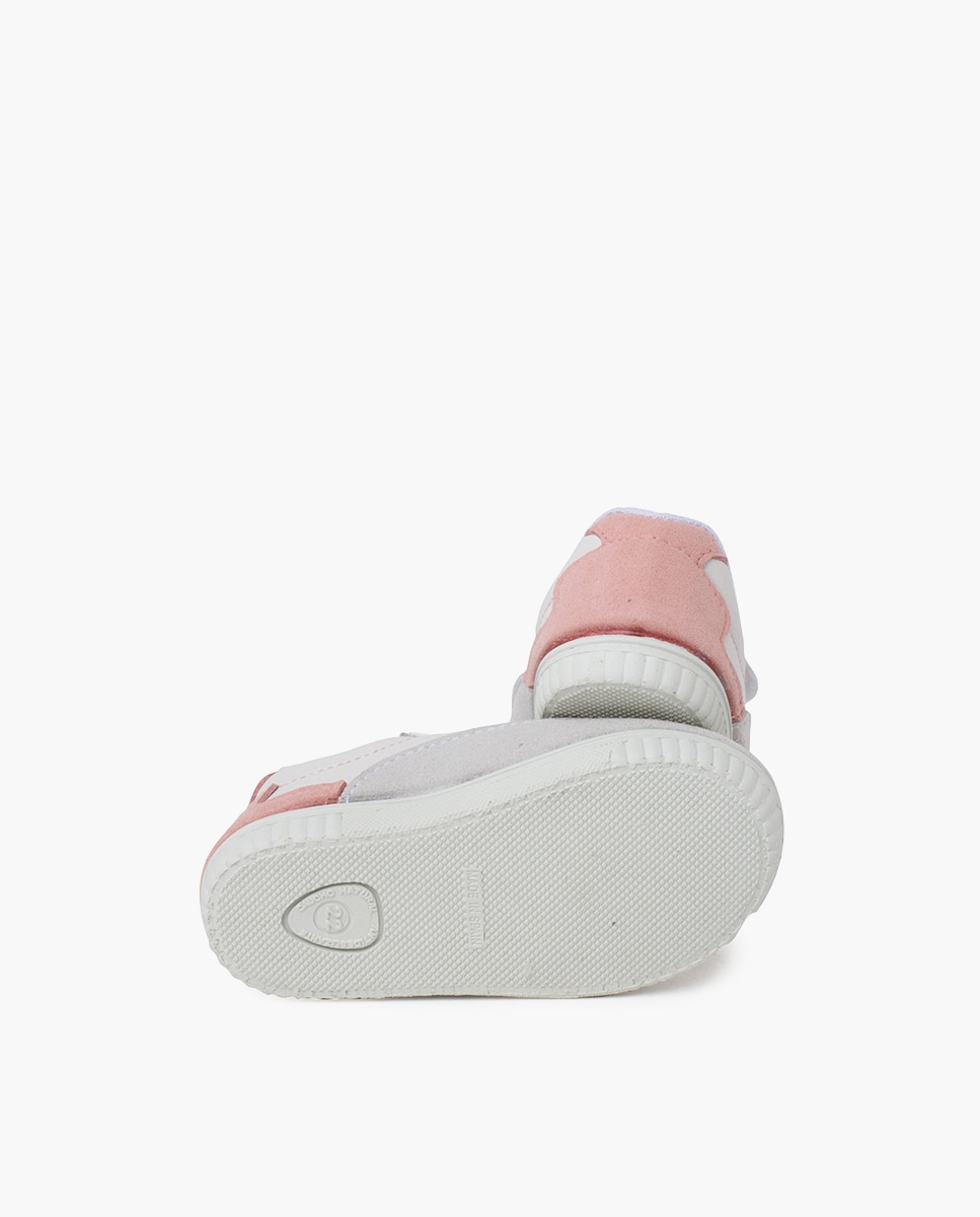 Sapatilhas de Lona Infantil Macias Mínimal Calcanhar em Cores Branco / Rosa-2