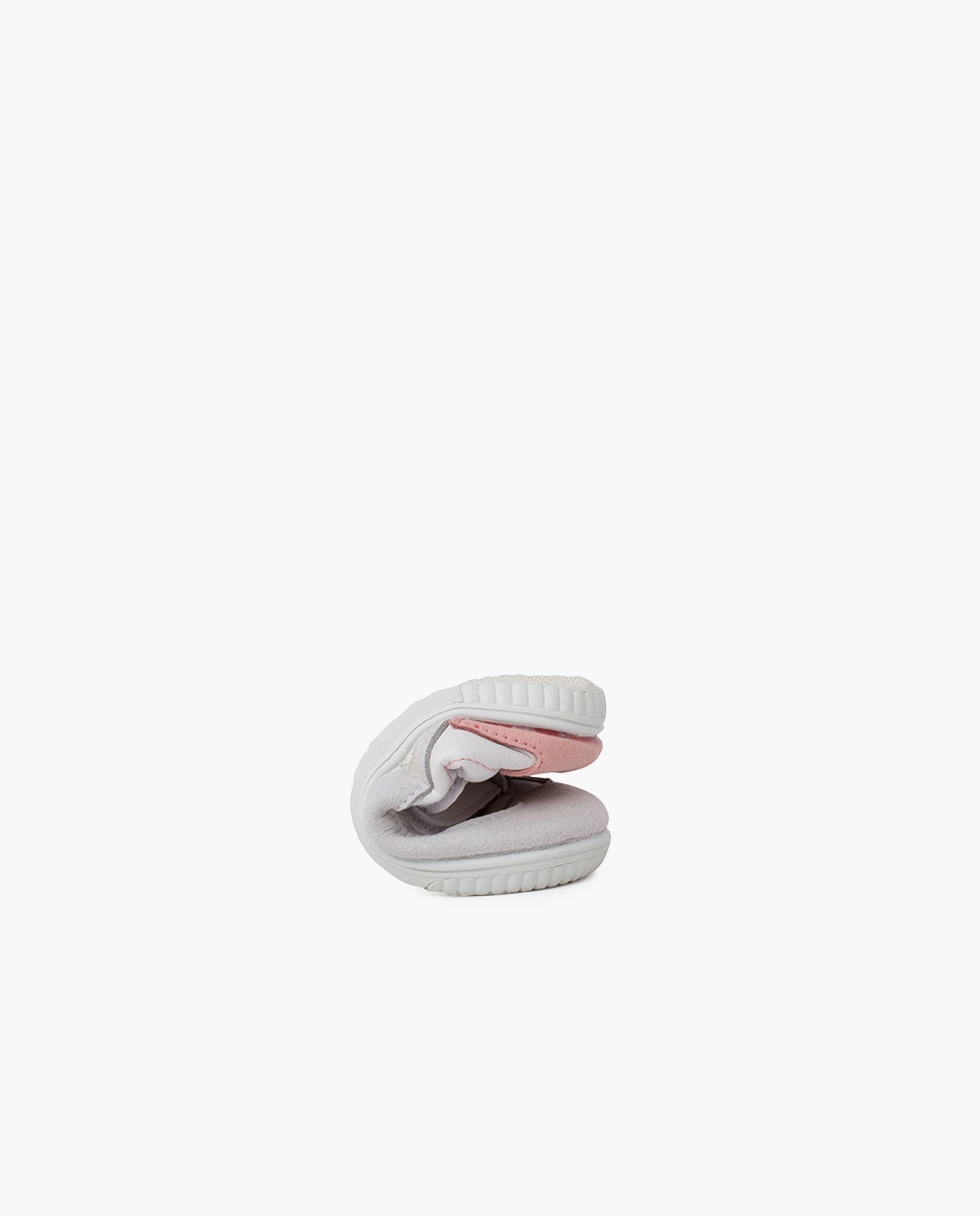 Sapatilhas de Lona Infantil Macias Mínimal Calcanhar em Cores Branco / Rosa-5