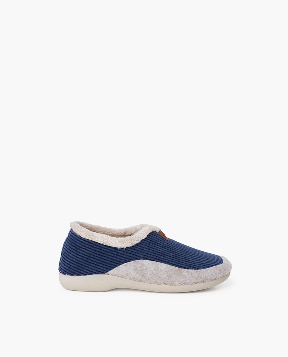 Zapatillas de casa cerradas de niños con forro de pelito - Pisamonas - Azul marino Azul marino-1