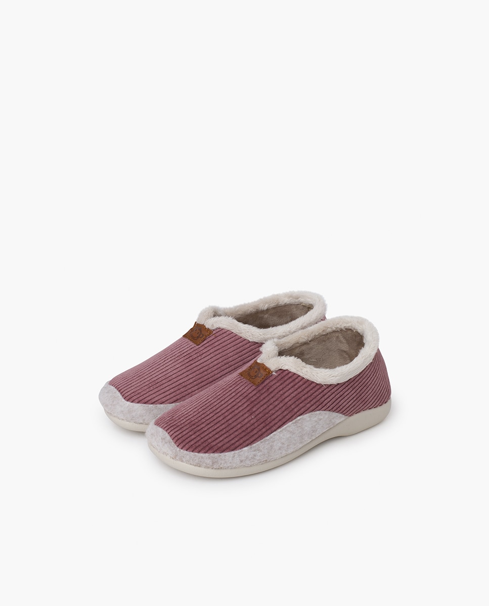 Zapatillas de casa cerradas de niños con forro de pelito - Pisamonas - Rosa Rosa-3