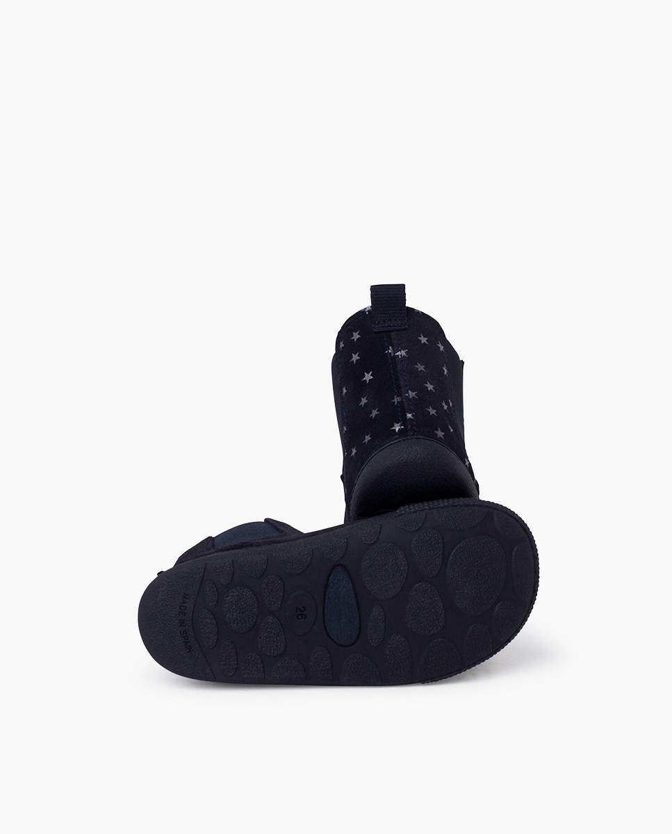 Botas Infantil Barefoot Elásticos Estrelas Pisamonas Azul-marinho-2