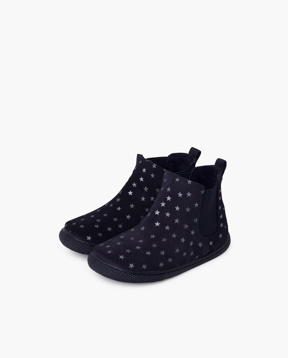 Botas Infantil Barefoot Elásticos Estrelas Pisamonas Azul-marinho-3
