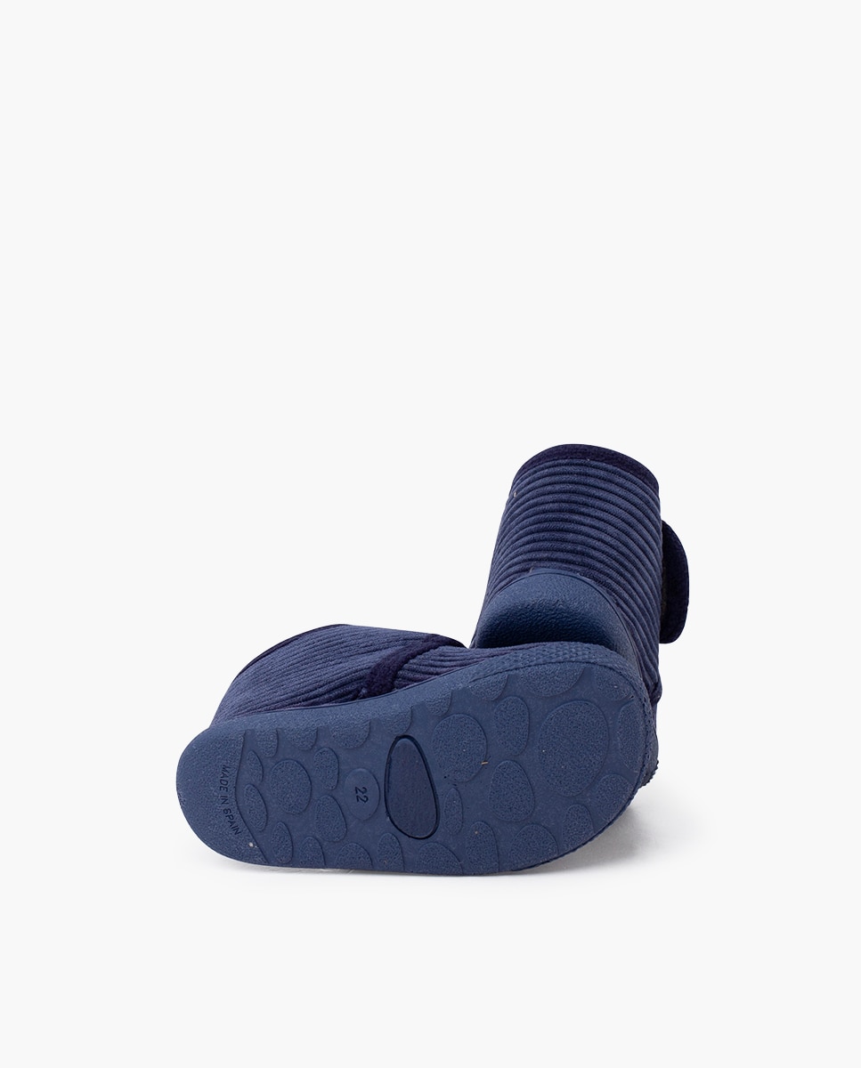 Imagen 2 de Zapatillas de casa cerradas de niños casa pana barefoot tira - Pisamonas - Azul marino Azul marino