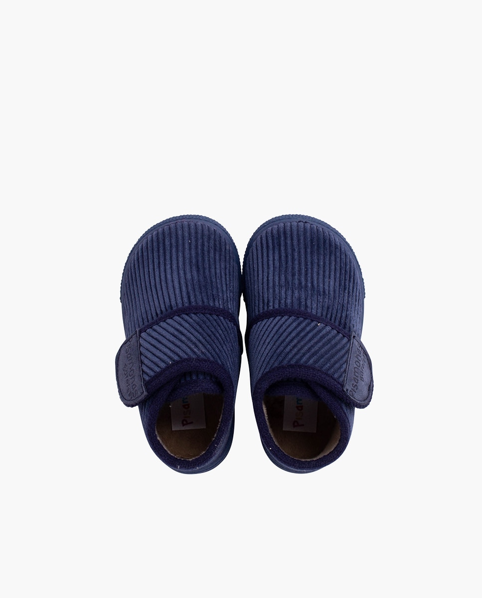 Imagen 4 de Zapatillas de casa cerradas de niños casa pana barefoot tira - Pisamonas - Azul marino Azul marino
