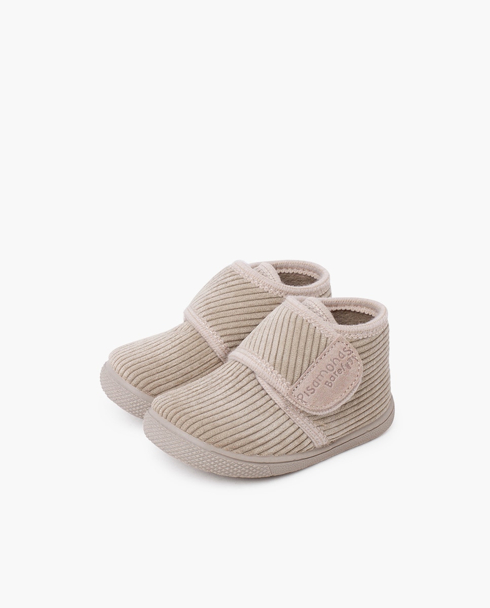 Zapatillas de casa cerradas de niña casa pana barefoot - Pisamonas - Piedra Piedra-3