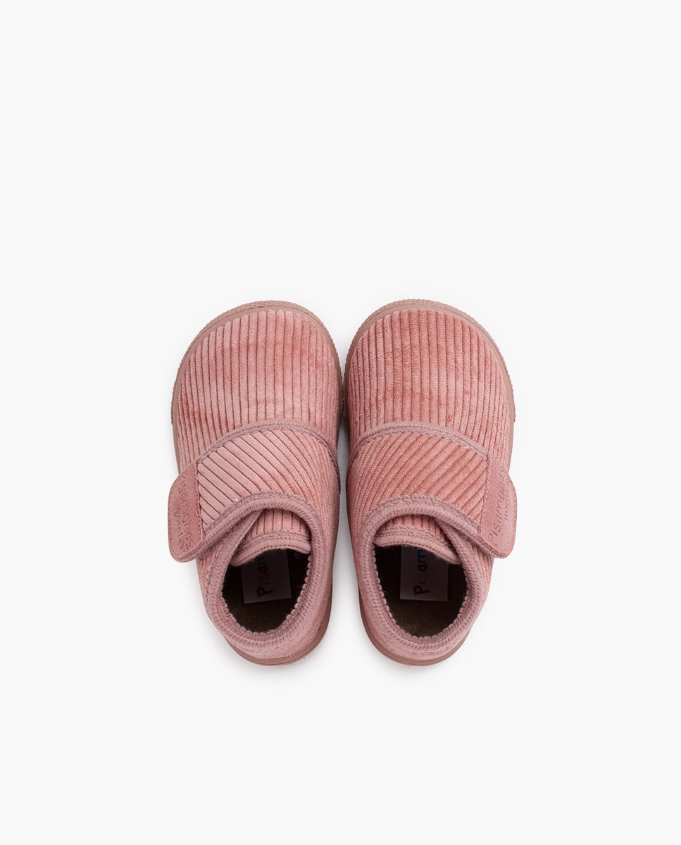 Pantufas Fechadas Infantil Casa Pana Barefoot com Tira Pisamonas Rosa-4