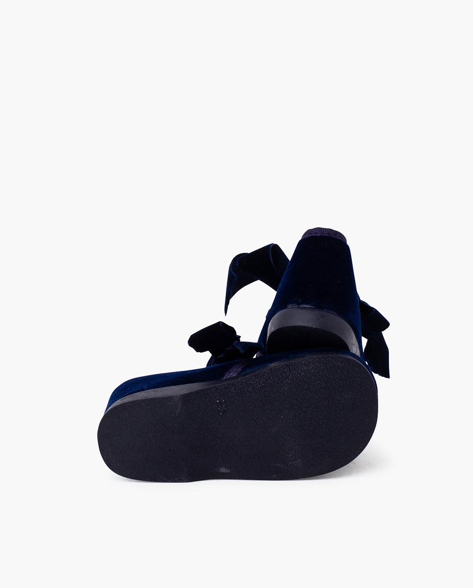 Botas para Bebé em Veludo com Laço Azul-escuro-2