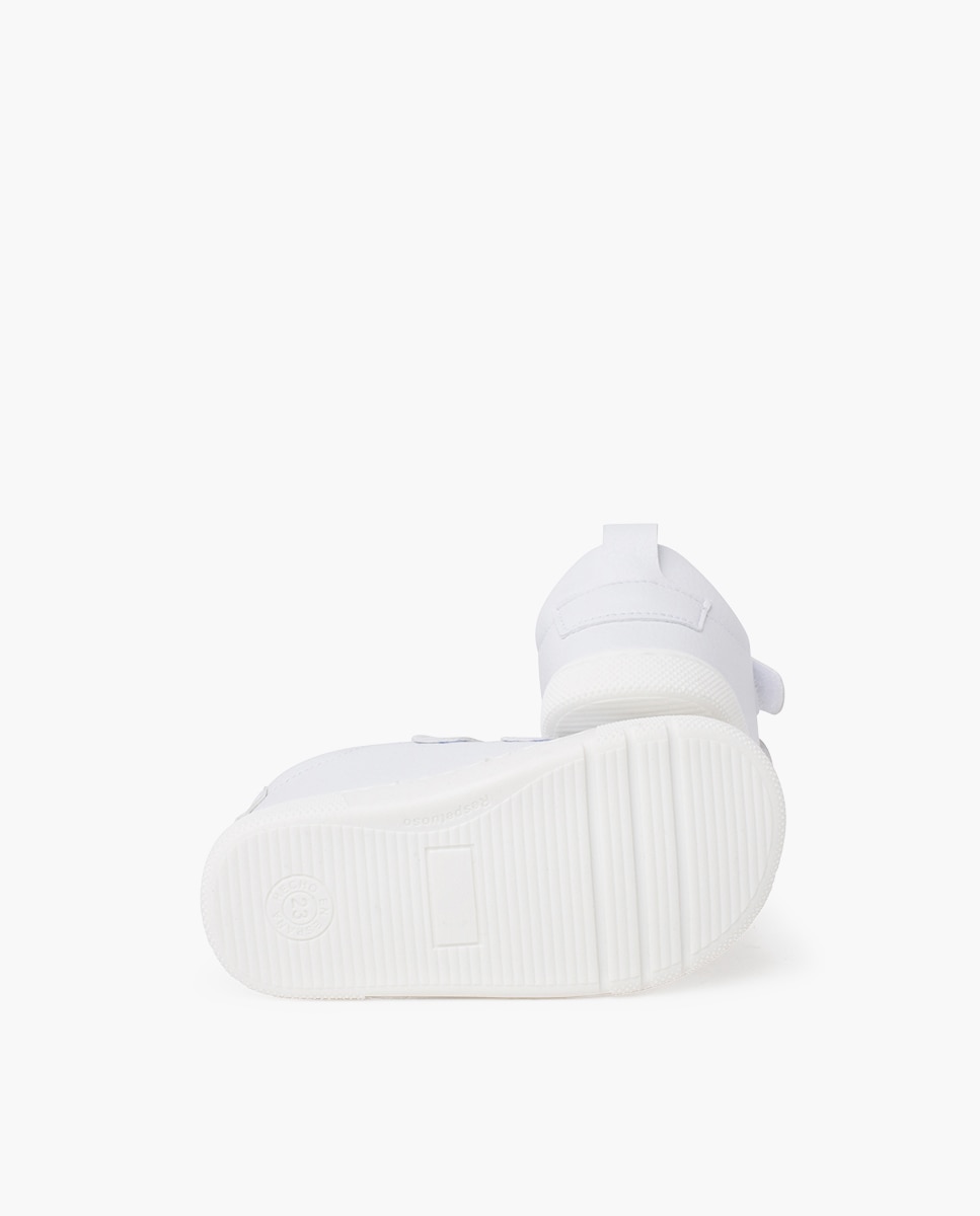Sapatilhas de Lona Infantil Barefoot Escolares com Dupla Tira Velcro Pisamonas Branco-2