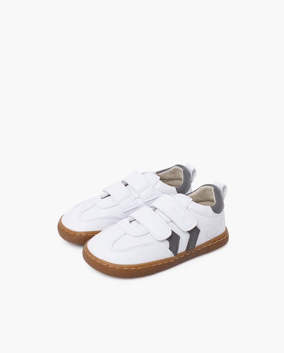 Sapatilhas de Lona Infantil Barefoot com Bandas Laterais Cinzento-3