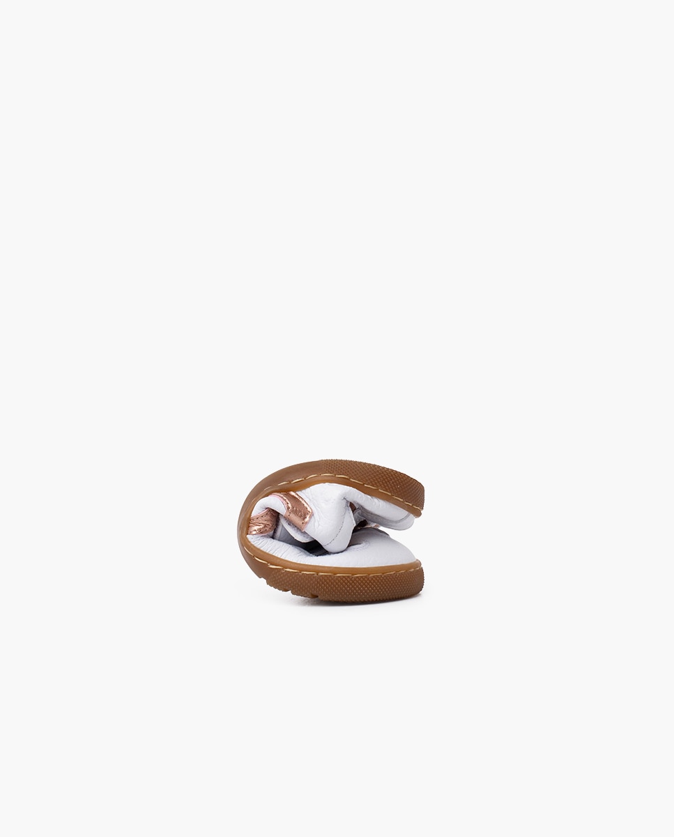 Sapatilhas de Lona Infantil Barefoot com Tiras Laterais Metalizadas Pisamonas Bege-5