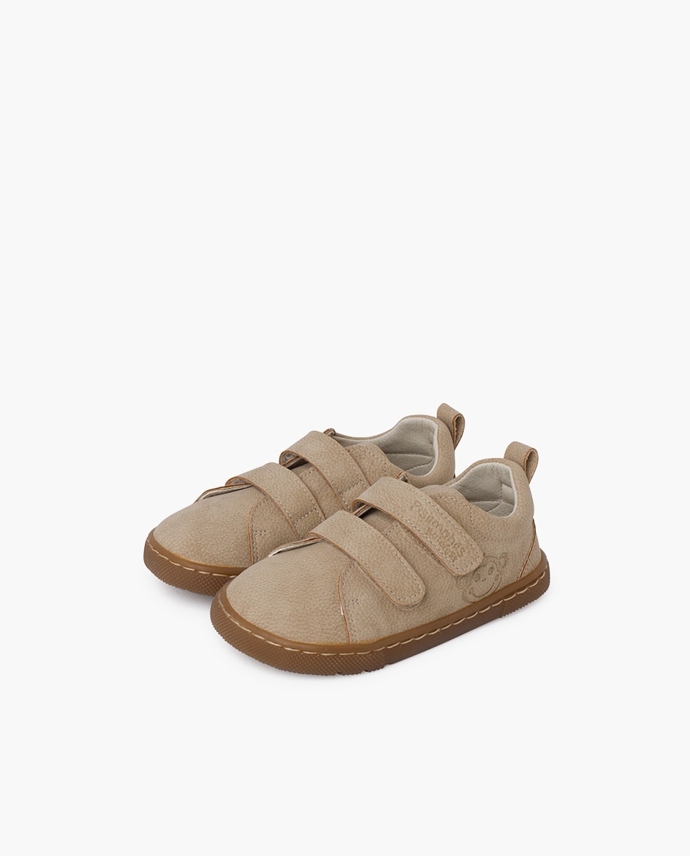 Sapatilhas de Lona Infantil Barefoot Tipo Pele Gravada Bege-3