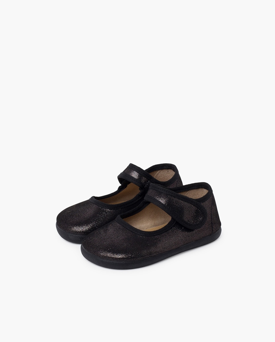Imagen 3 de Merceditas de niña barefoot brillo tira adherente - Pisamonas - Negro brillante Negro brillante