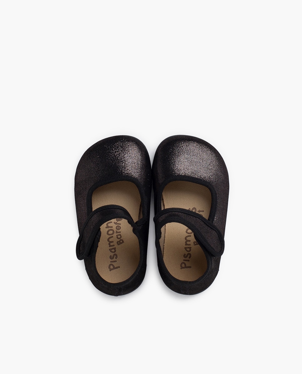 Imagen 4 de Merceditas de niña barefoot brillo tira adherente - Pisamonas - Negro brillante Negro brillante