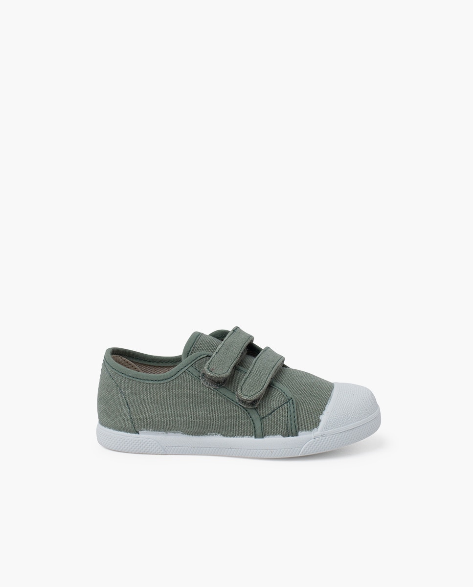 Zapatillas blanditas lona eco tira adherente en azul vaquero