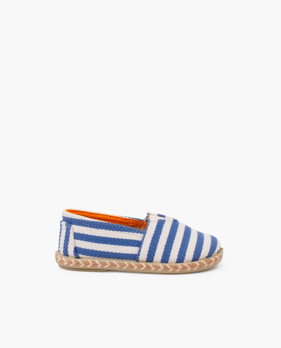 Alpargatas de niño de rayas tipo camping con elástico - Pisamonas - Azul / Blanco Azul / Blanco-1