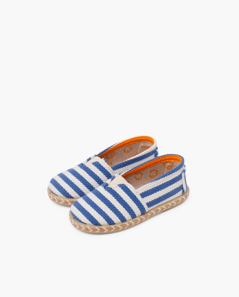 Alpargatas de niño de rayas tipo camping con elástico - Pisamonas - Azul / Blanco Azul / Blanco-3