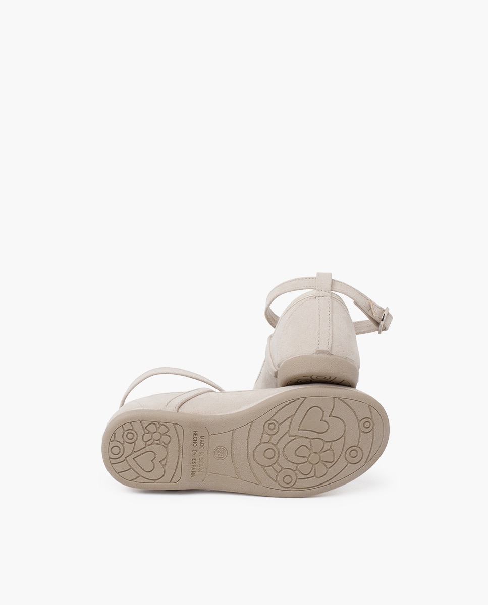 Merceditas de niña tipo ante tira cruzada hebilla - Pisamonas - Beige Beige-2