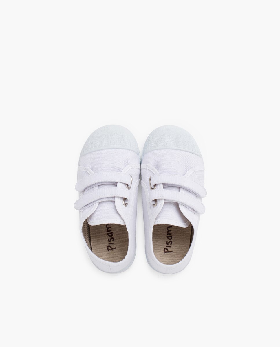 Zapatillas blanditas lona eco tira adherente en azul vaquero - Pisamonas - Blanco Blanco-4