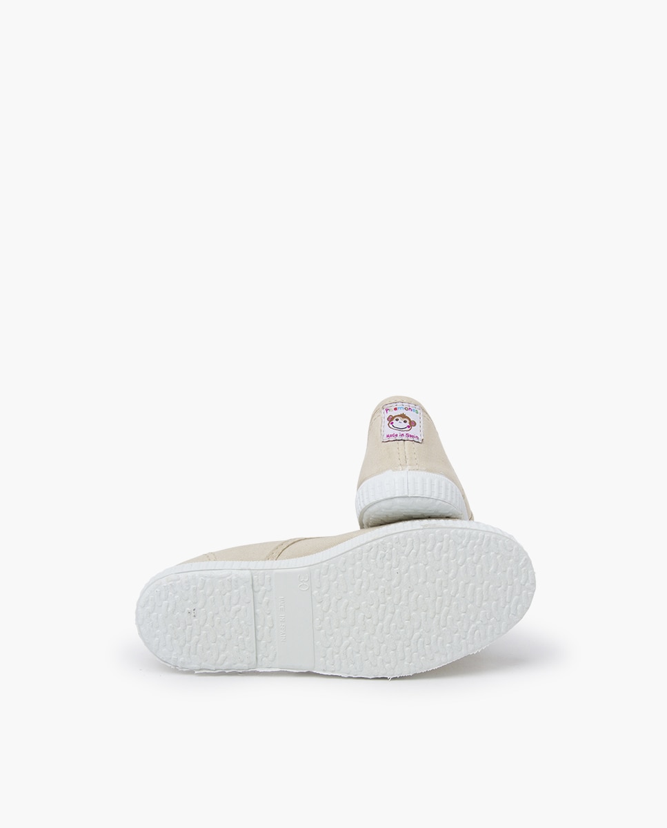 Zapatillas Lona Punta Goma Sin Cordones en arena - Pisamonas - Beige / Blanco Beige / Blanco-2