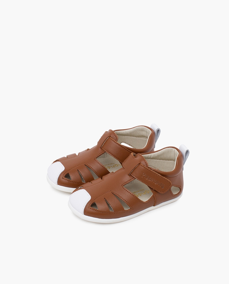 Chanclas de bebé napa blandita suela fina - Pisamonas - Marrón Marrón-3