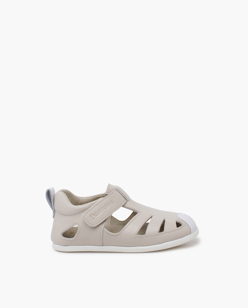 Chanclas de bebé napa blandita suela fina - Pisamonas - Gris claro Gris claro-1