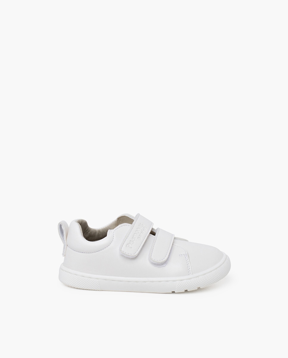 Zapatillas de lona de niña barefoot colores doble tira - Pisamonas - Blanco Blanco-1