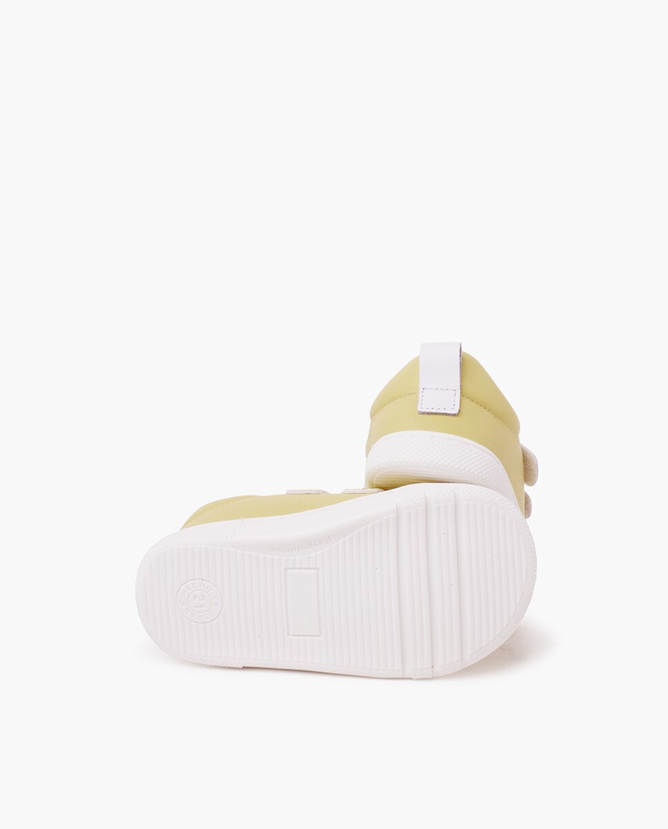 Zapatillas de lona de niña barefoot colores doble tira - Pisamonas - Amarillo limón Amarillo limón-2