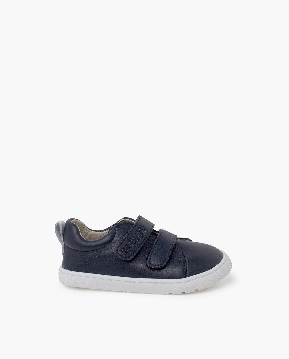 Zapatillas de lona de niña barefoot colores doble tira - Pisamonas - Azul índigo Azul índigo-1