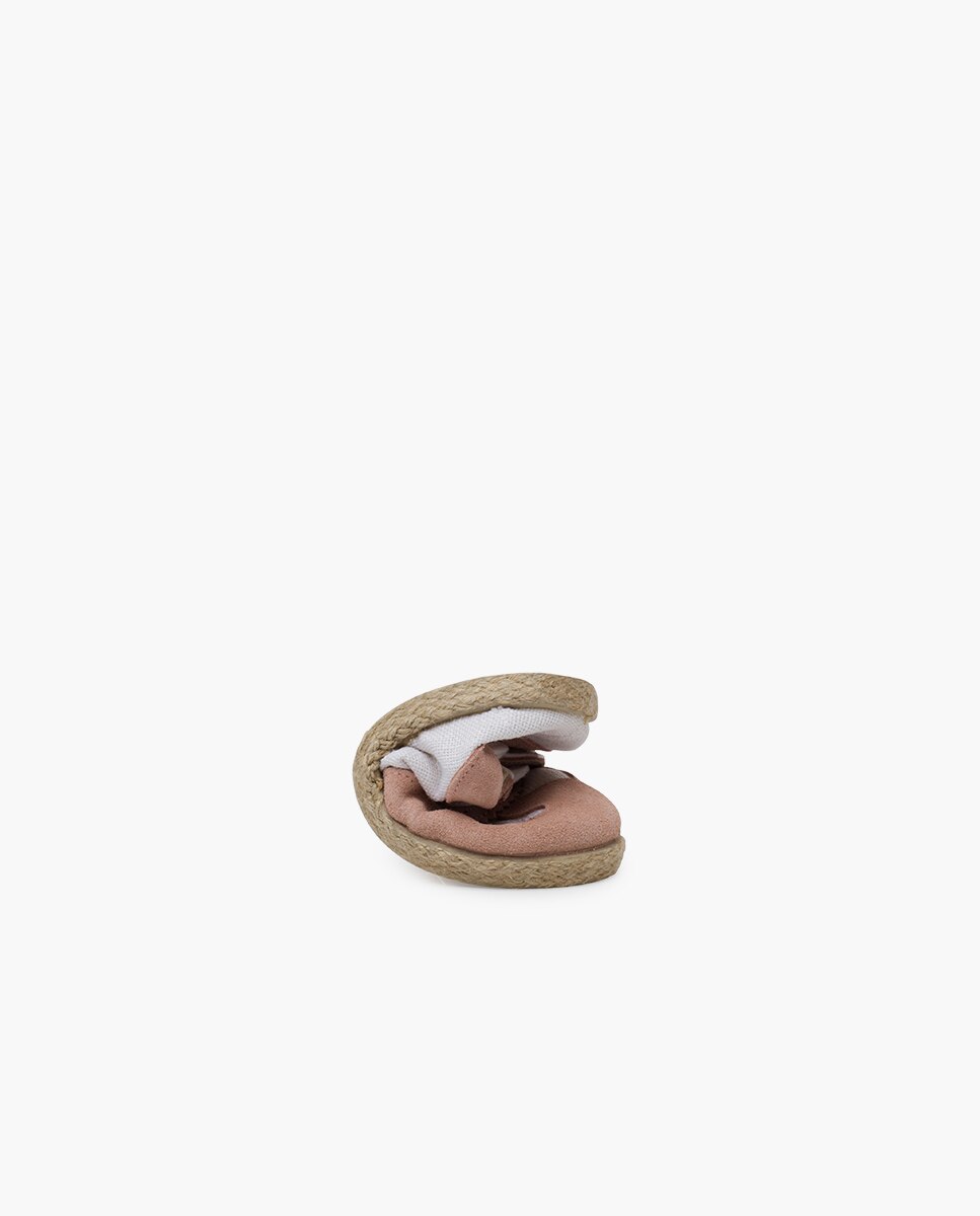 Zapatillas de piel de niños lino y serraje combinadas - Pisamonas - Rosa / Blanco Rosa / Blanco-5