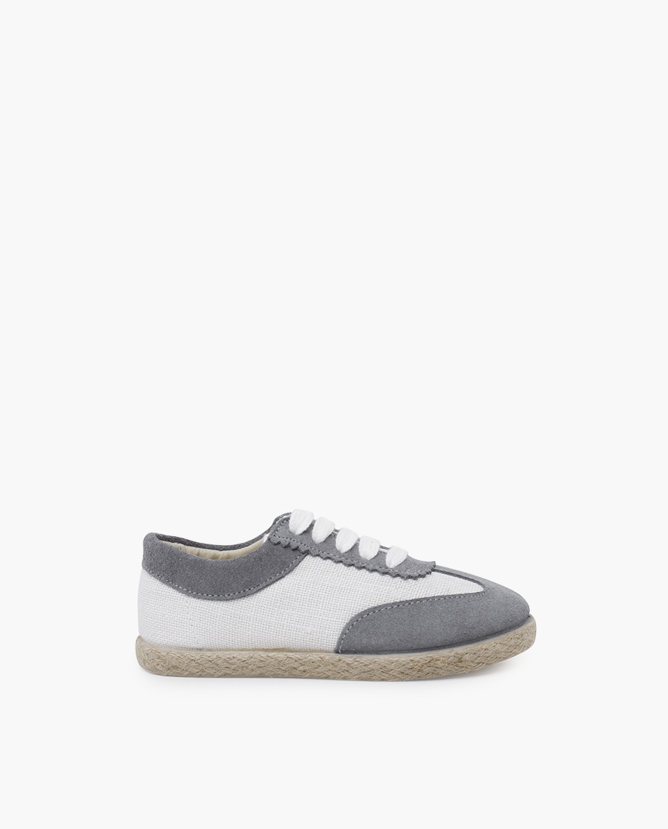 Imagen 0 de Zapatillas de piel de niños lino y serraje combinadas Azul claro