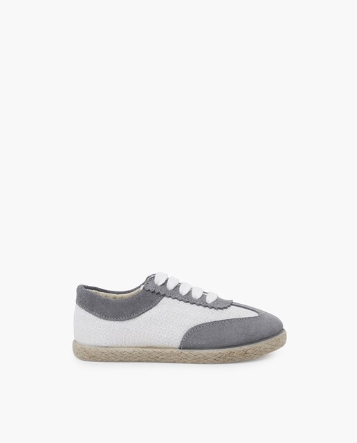 Imagen 0 de Zapatillas de piel deniños lino y serraje combinadas