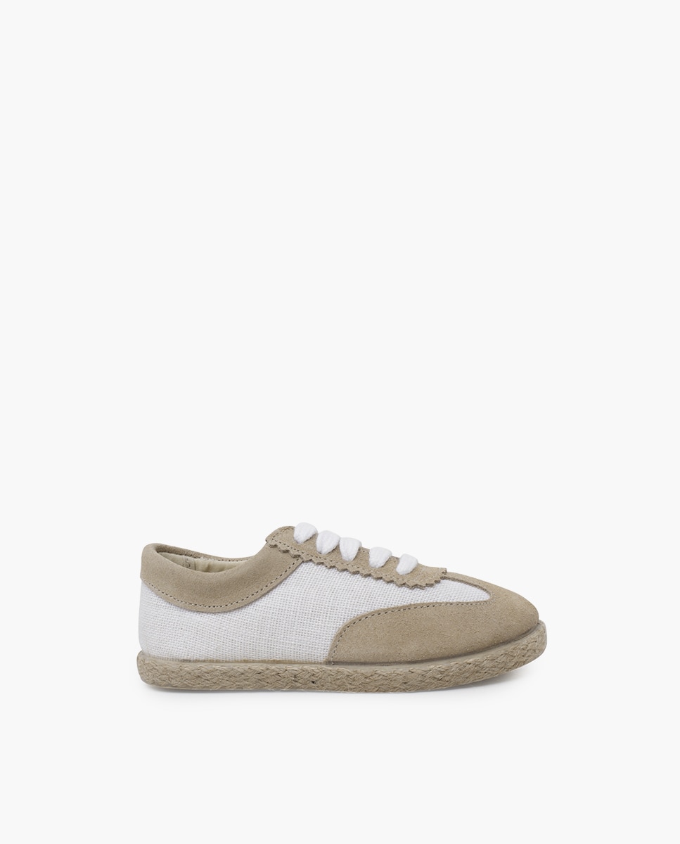 Zapatillas de piel de niños lino y serraje combinadas - Pisamonas - Piedra Piedra-1