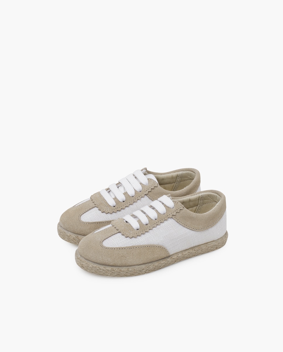 Zapatillas de piel de niños lino y serraje combinadas - Pisamonas - Piedra Piedra-3