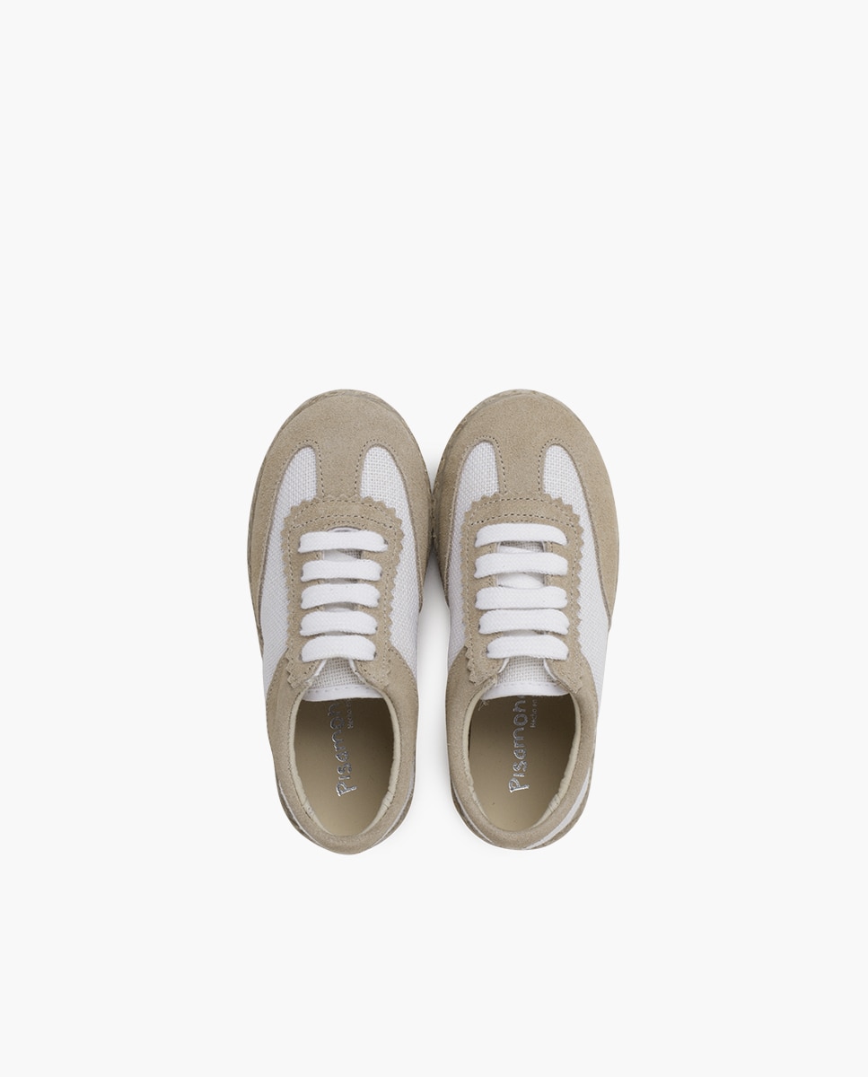 Zapatillas de piel de niños lino y serraje combinadas - Pisamonas - Piedra Piedra-4