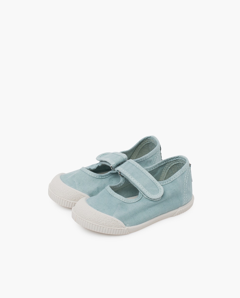 Merceditas puntera barefoot lona lavada en blanco - Pisamonas - Azul celeste Azul celeste-3