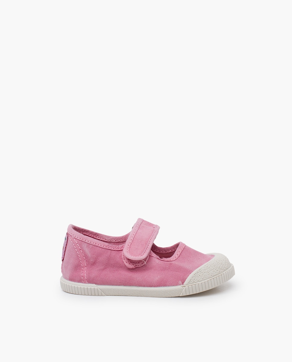 Merceditas puntera barefoot lona lavada en blanco - Pisamonas - Rosa Rosa-1