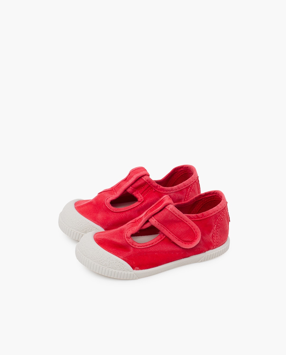 Pisamonas - Pepitos de bebé niño puntera barefoot lona lavada.
