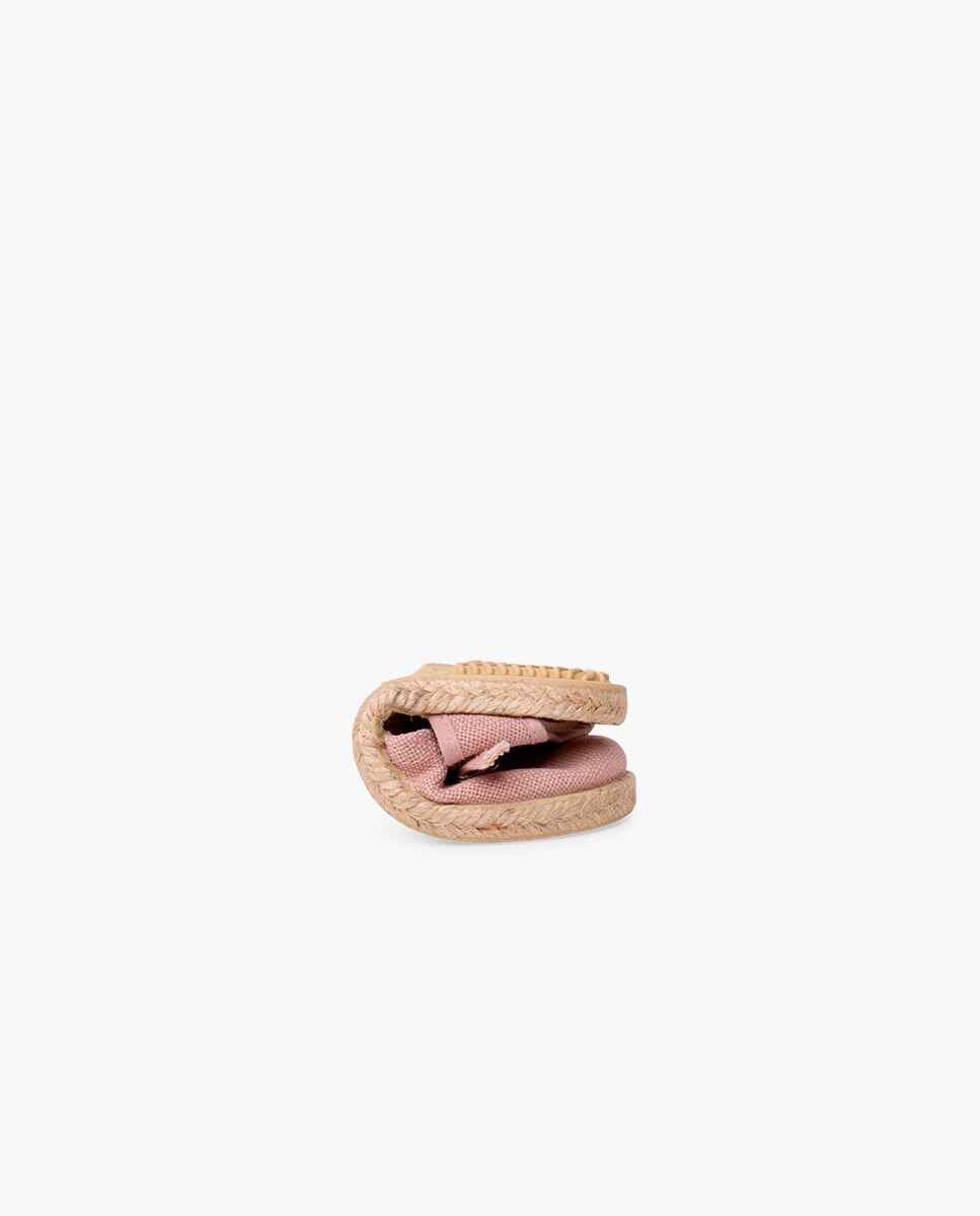 Alpargatas de niña lino suela plana hebilla - Pisamonas - Rosa Rosa-5