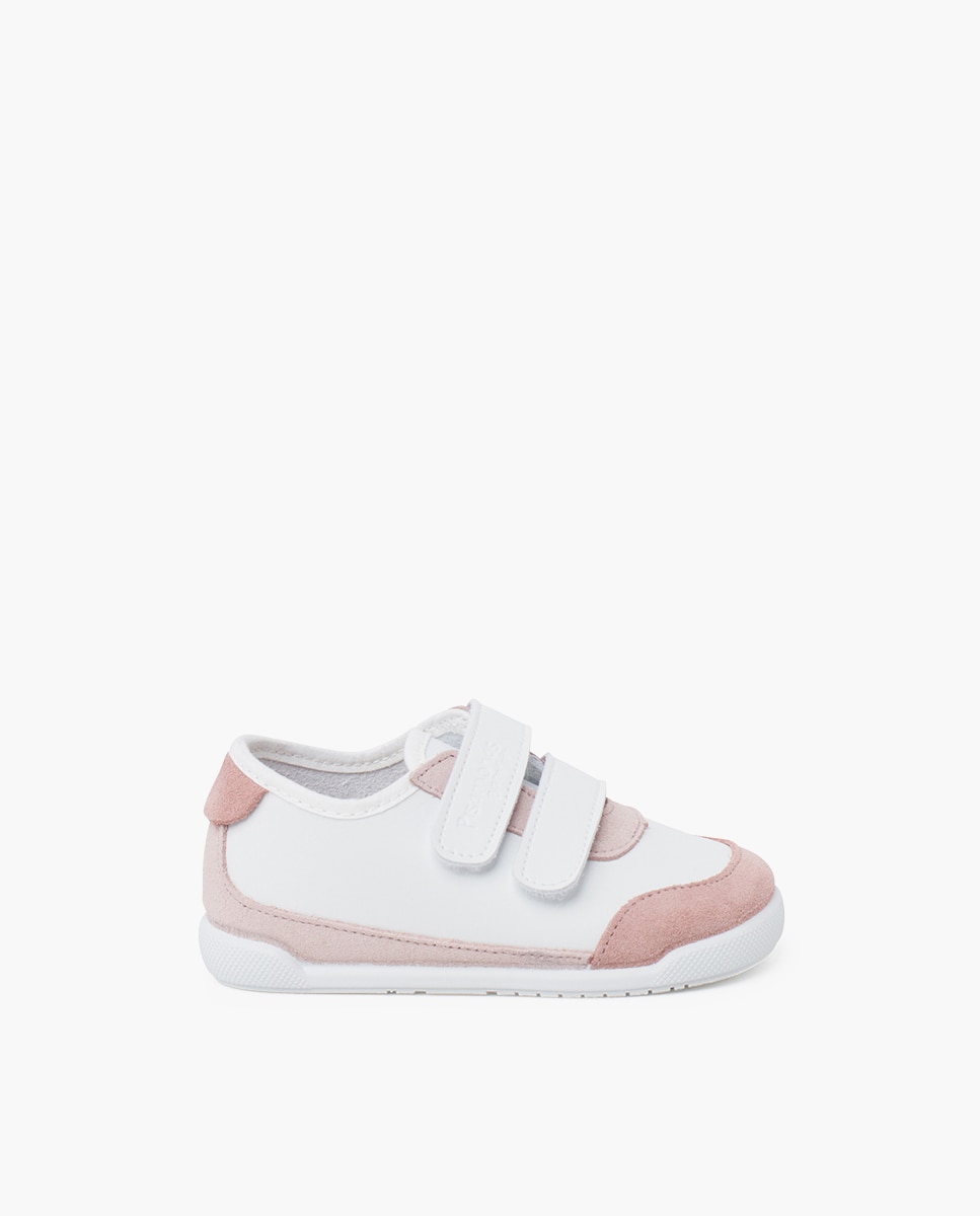 Zapatillas deportivas de bebé niña barefoot combinadas - Pisamonas - Blanco / Rosa Blanco / Rosa-1