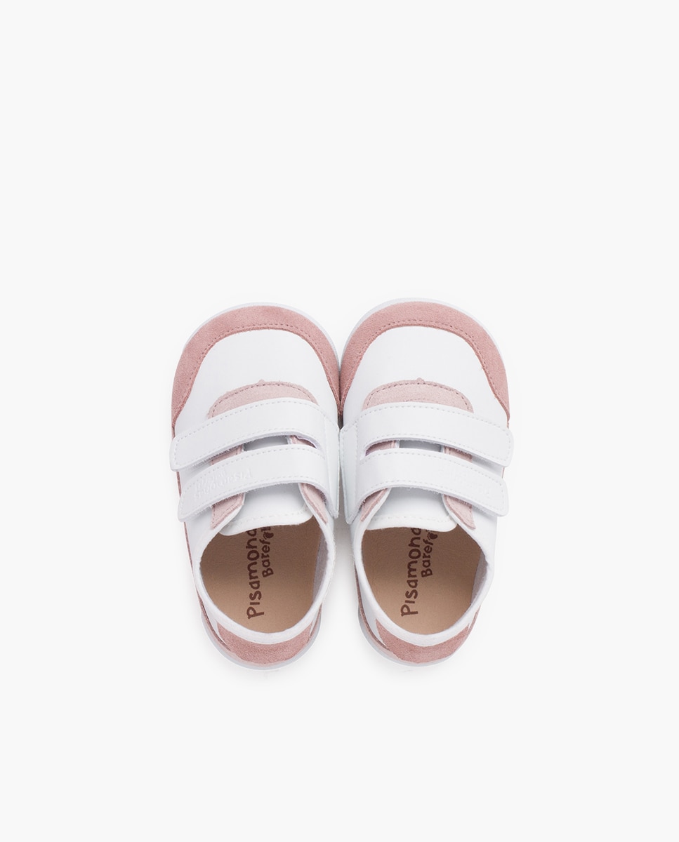 Zapatillas deportivas de bebé niña barefoot combinadas - Pisamonas - Blanco / Rosa Blanco / Rosa-4