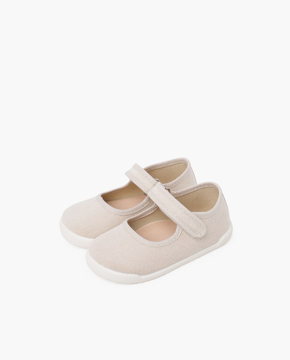 Pisamonas - Merceditas de bebé barefoot lona canvas tira.