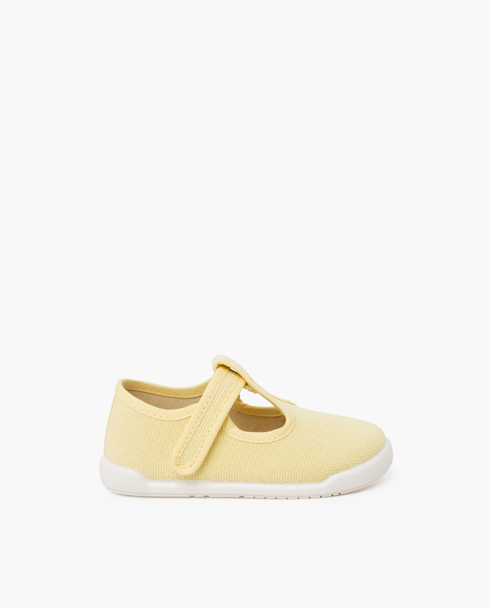 Pepitos de bebé barefoot lona canvas tira - Pisamonas - Amarillo Amarillo-1
