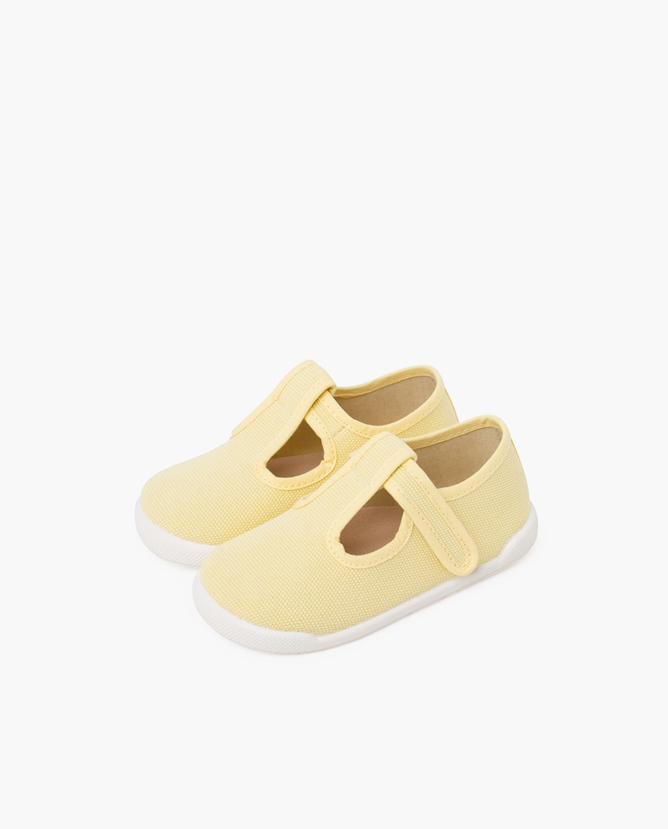 Pepitos de bebé barefoot lona canvas tira - Pisamonas - Amarillo Amarillo-3