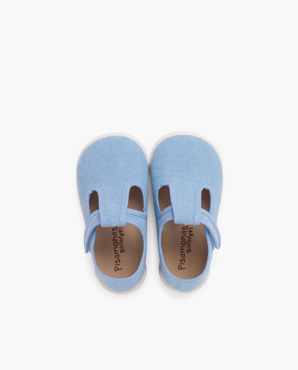 Pepitos de bebé barefoot lona canvas tira - Pisamonas - Azul claro Azul claro-4