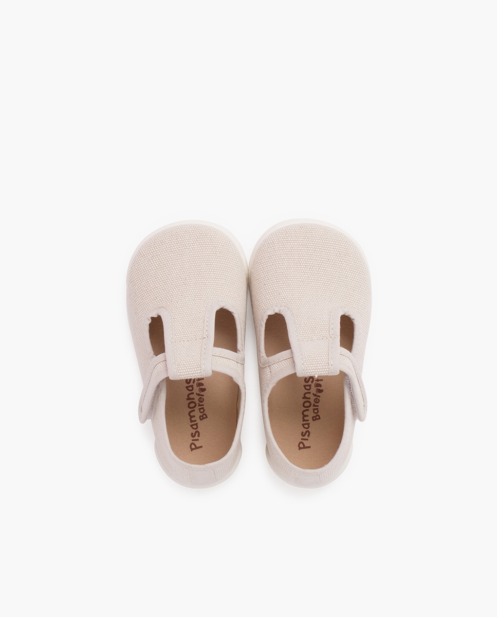 Pepitos de bebé barefoot lona canvas tira - Pisamonas - Beige Beige-4